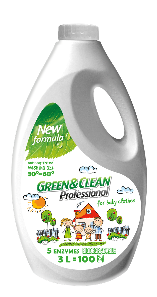 Гель для прання дитячого одягу GREEN&CLEAN Professional, 3л/100 прань